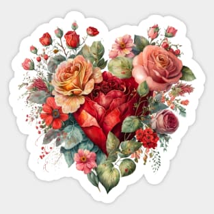 Heart Shaped Bouquet of Rose Flowers Sticker